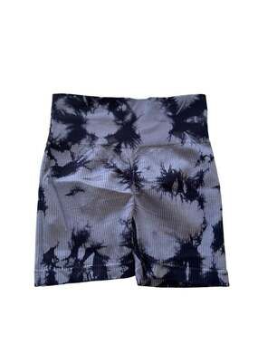 SHEIN Seamless Tie-Dye Ribbed Athletic Biker Shorts Black Gray Size S